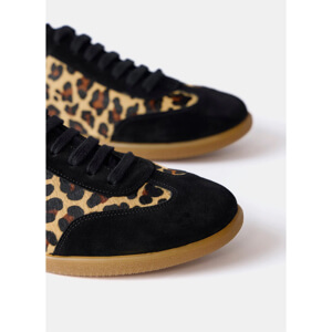 Mint Velvet Black Suede Textured Leopard Trainers